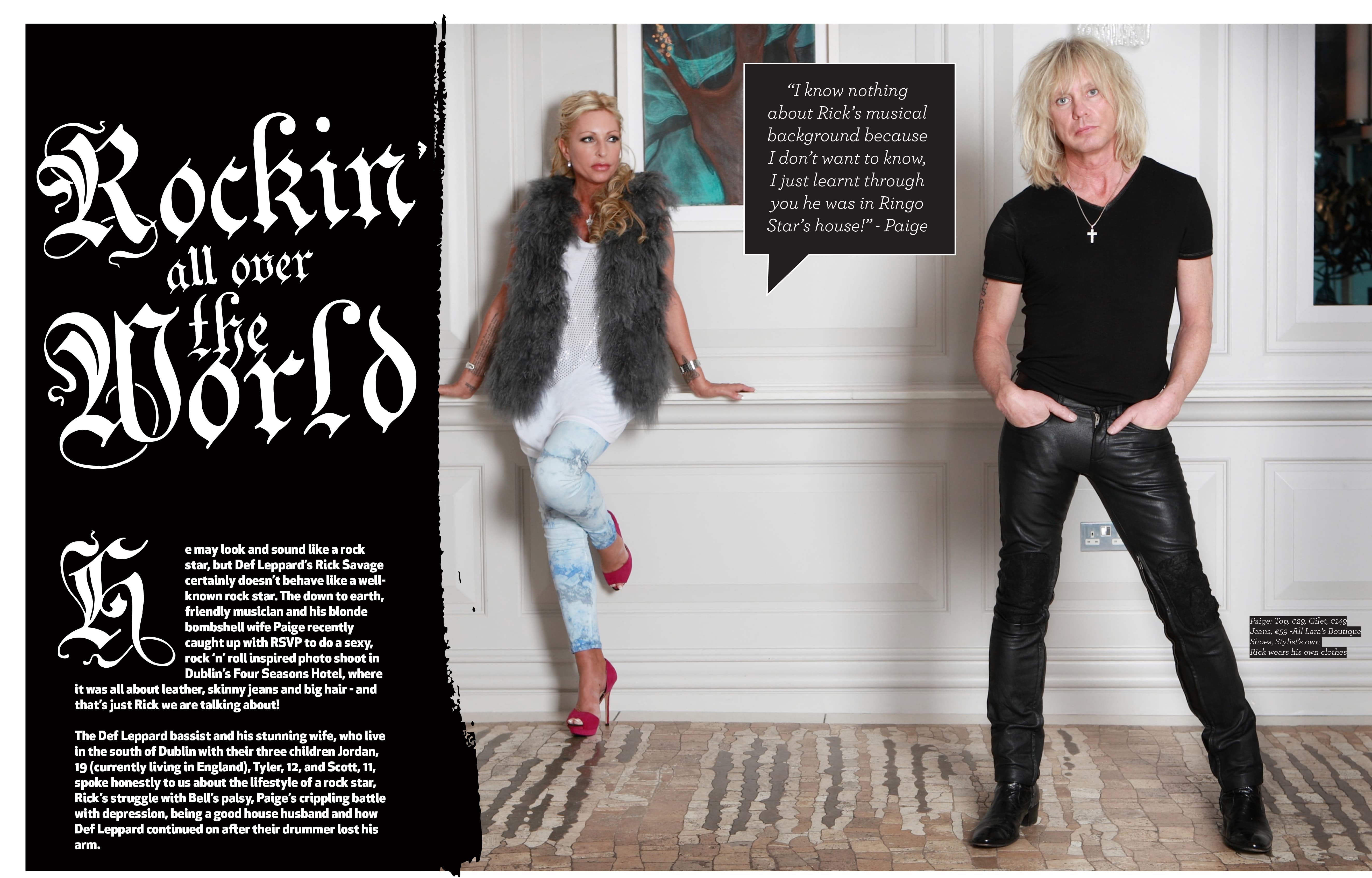 RSVP Magazine May 'Rockin' All Over The World', Rick & Paige Savage of Def Leppard photographed by Jill O'Meara