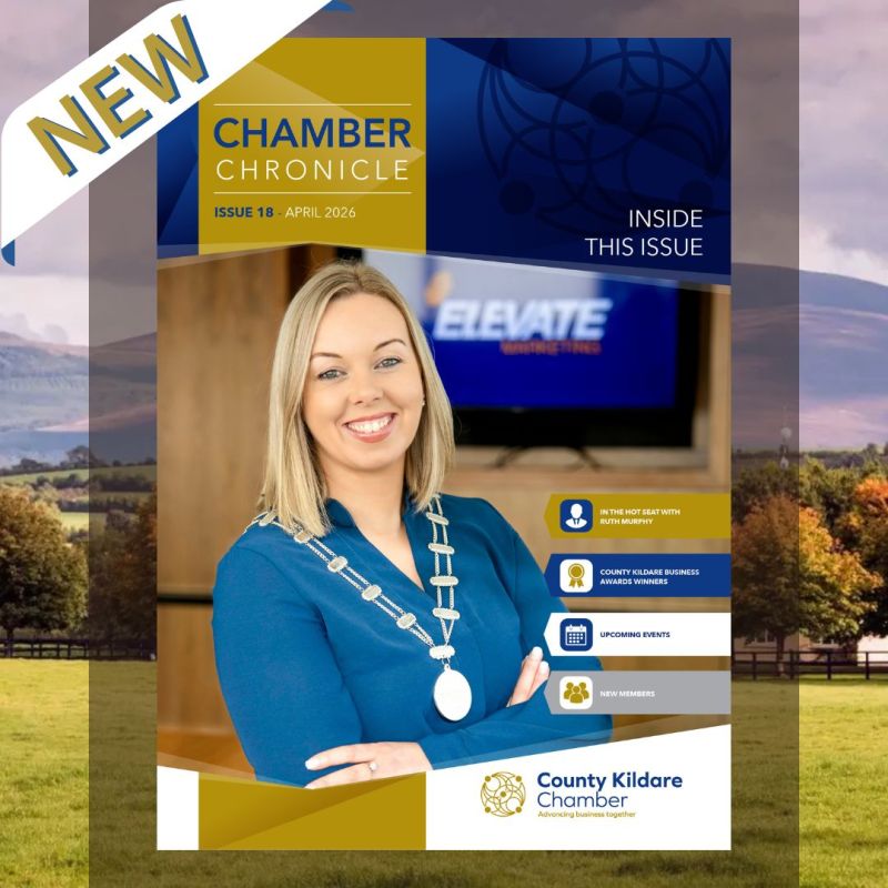 Chamber Chronicle Issue 18 April 2026 cover featuring Ruth Murphy of County Kildare Chamber, photographed by Jill O'Meara