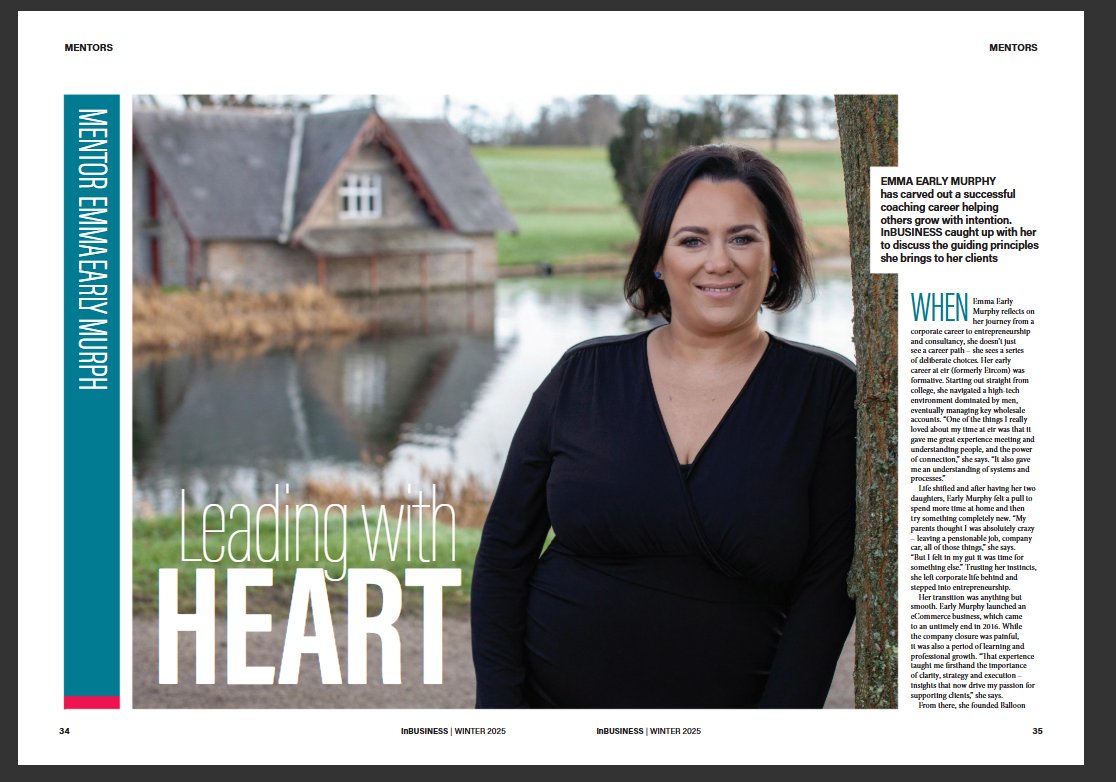 InBUSINESS Magazine Winter 2025 — 'Leading with Heart' mentor feature on Emma Early Murphy, photographed by Jill O'Meara